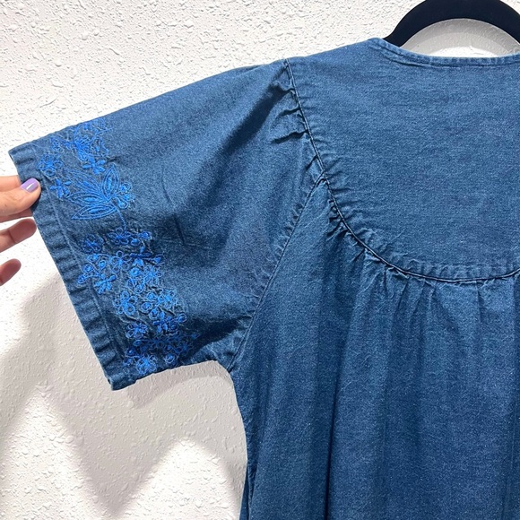 LOUNGEES Blue Dress with embroidered accents Small - Picture 8 of 8